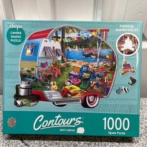 Contours Happy Campers 1000 Piece Puzzle Camper Shaped Puzzle Brand New